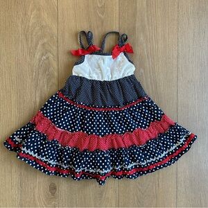 Youngland Navy, White and Red Polka Dot Dress